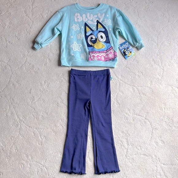 Disney Other - 3T GIRLS Bluey Winter Snow ❄️ Sweatshirt w/Matching Pants
